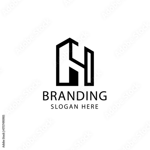 H building New real estate and construction logo