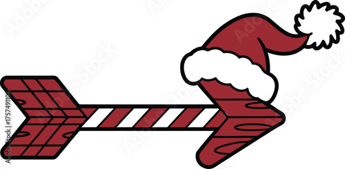 Christmas arrow with santa hat pointing to the right