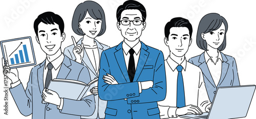 Asian Business Team Diverse Professionals Collaborating for Success and Growth