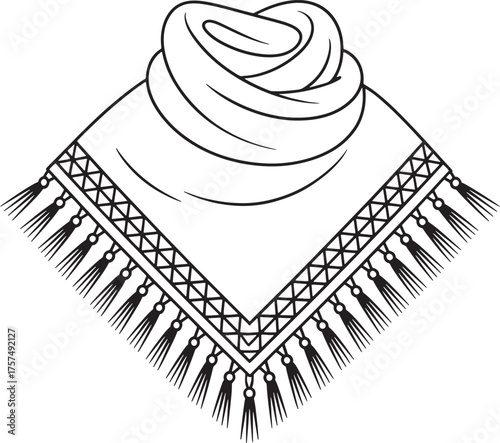 Poncho Outline Fashion Apparel Textile Shawl Stylish Design Traditional Tassel Garment