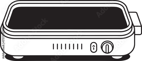 Electric Griddle Appliance for Cooking Flat Foods Meal Prep in Kitchen Simple Line Art