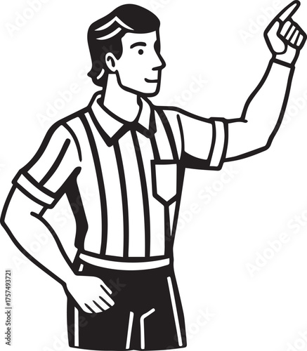 referee count hand signal outline vector illustration line art