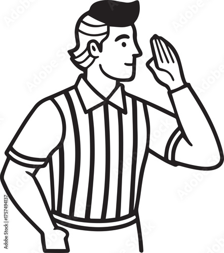 referee count hand signal outline vector illustration line art