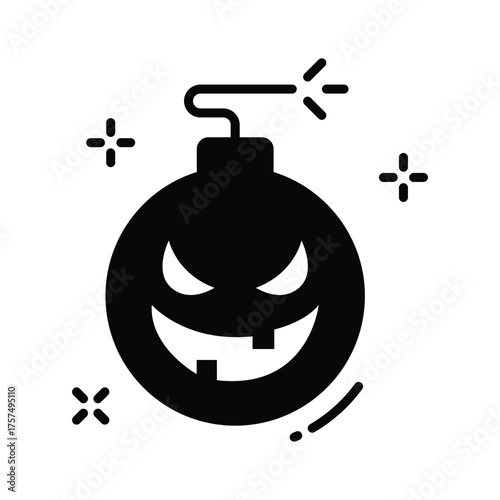 Halloween pumpkin shaped bomb for scary and spooky artwork.