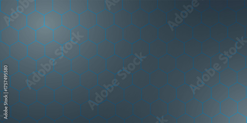 Hexagonal Abstract Technology Background. Hexagons Pattern for Hi-Tech Communication Design. Hi-tech Cyber Hexagon Sci-Fi Game Banner Grid. Vector Illustration