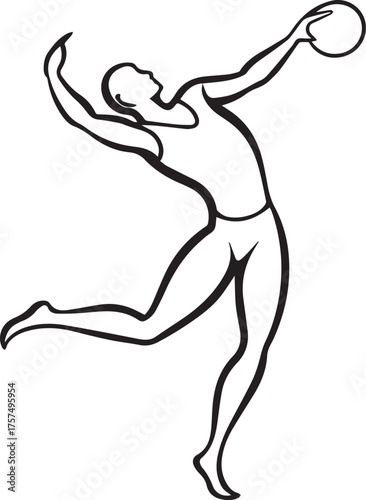 serve motion silhouette outline vector illustration line art
