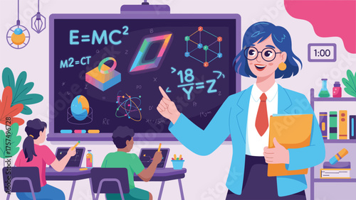 Engaging teacher inspires students with math, science, and learning in classroom