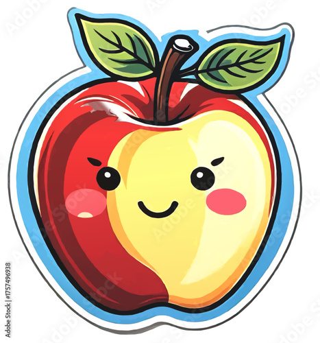 cartoon apple with smiling face vector illustration