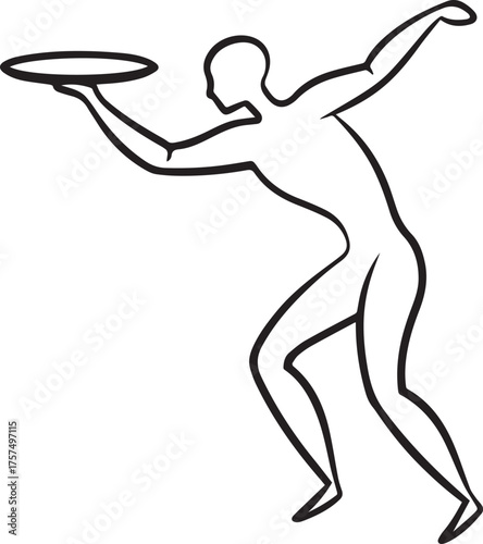 serve motion silhouette outline vector illustration line art