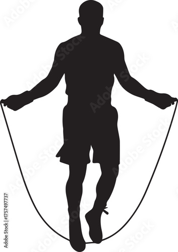 Silhouette of athlete jumping rope for cardio fitness training and exercise