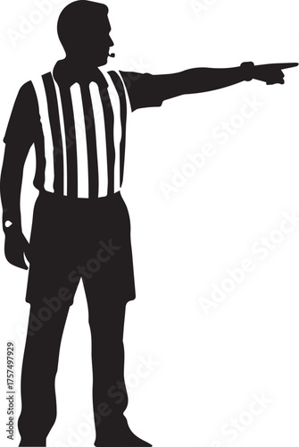 Sports referee silhouette indicating direction signal gesture authority official championship game decision