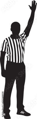 American football referee silhouette signaling a penalty or touchdown in a sporting event