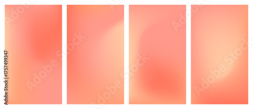 Soft peach, pink colored mesh gradient cover set. Minimal warm pastel backdrops. Blurry backgrounds for modern design, branding.