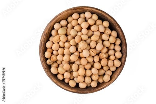 Dried soy bean on the white...