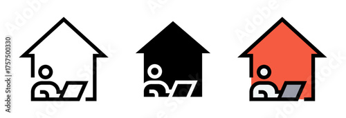 Conjunto de iconos de trabajo remoto. Productividad, hogar, conexión digital y teletrabajo. Ilustración vectorial