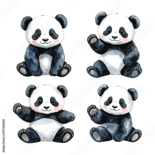 Adorable Baby Panda Watercolor Art Collection