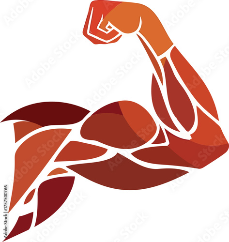 Abstract Red Human Body Muscle Anatomy Art - Vector Illustration