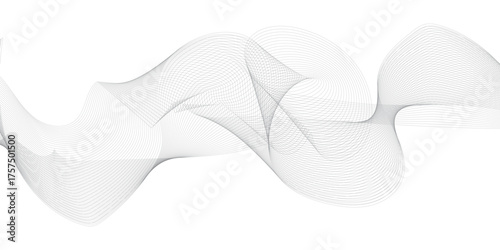 Grey Wave Swirl, frequency sound wave, twisted curve lines with blend effect.