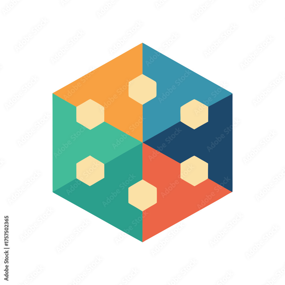 Obraz premium Abstract hexagon puzzle symbolizing problem solving and solutions