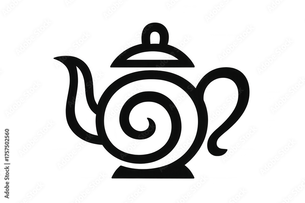 Obraz premium Teapot icon with swirling artistic design for hot beverage and kitchenware concepts, transparent background