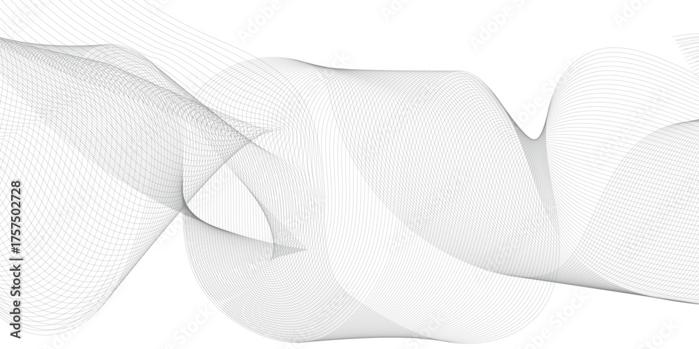 Fototapeta premium Abstract flowing wave lines background. Gray line art. Vector design.