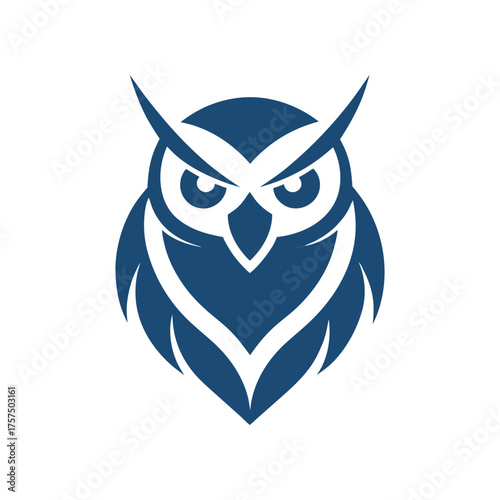 Stylized owl logo vector business wisdom intelligence icon