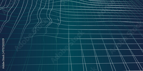 Abstract vector wireframe landscape. Abstract mesh background. Polygonal mountains. Cyberspace grid.  3d futuristic vector illustration. Retro background futuristic landscape 1980s style.   