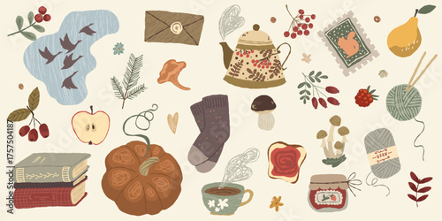  cozy autumn collection with pumpkin