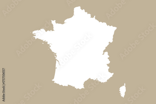 Vector graphic artwork suitable for print and web containing flat detailed map of FRANCE