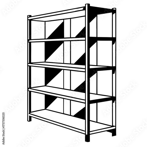 Empty industrial metal shelving unit silhouette
