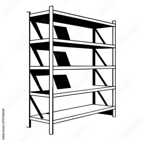 Industrial metal shelving unit silhouette