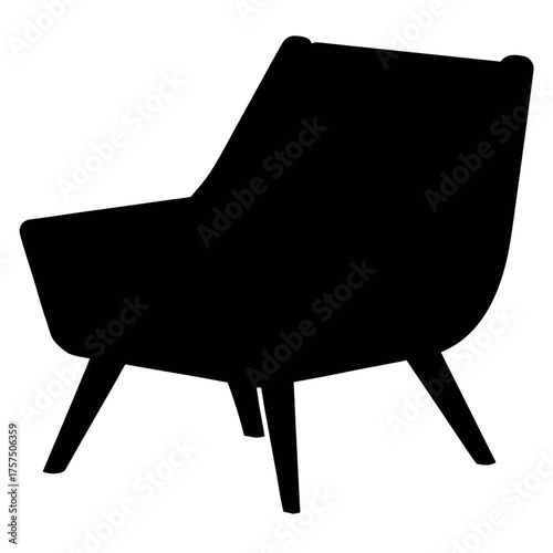 Modern armchair silhouette on white background