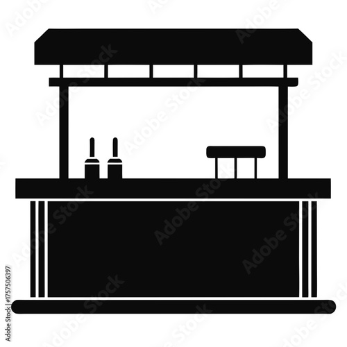 Black silhouette of a simple market stall