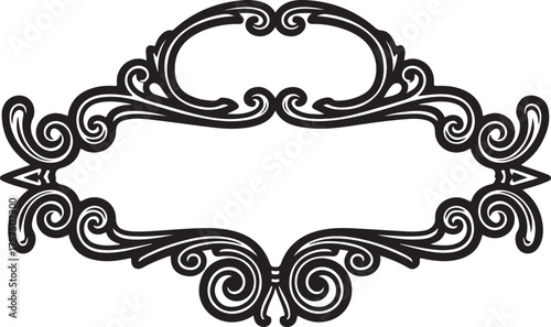 Label Frame Vector art of ornate label frame with a thick decorative border and curved ends, perfect for adding a touch of elegance to your designs, the frame feature 