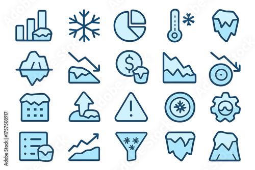 Visual representation of climate change effects on glaciers and ice caps showcasing various data and indicators