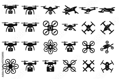 Different types of drones in various designs and styles for aerial photography and videography