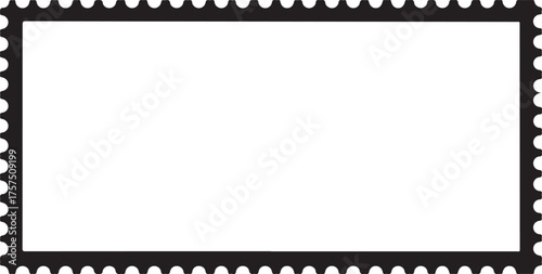 Vector art of blank postage stamp frame with scalloped edges, ideal for creating custom stamps, labels, and decorative borders for various design projects outline icon on