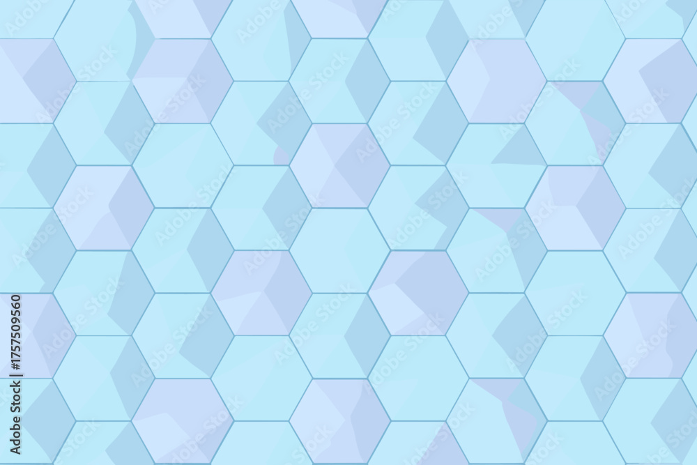 Naklejka premium Hexagonal pattern design featuring blue shades and geometric shapes for modern decor and art inspiration