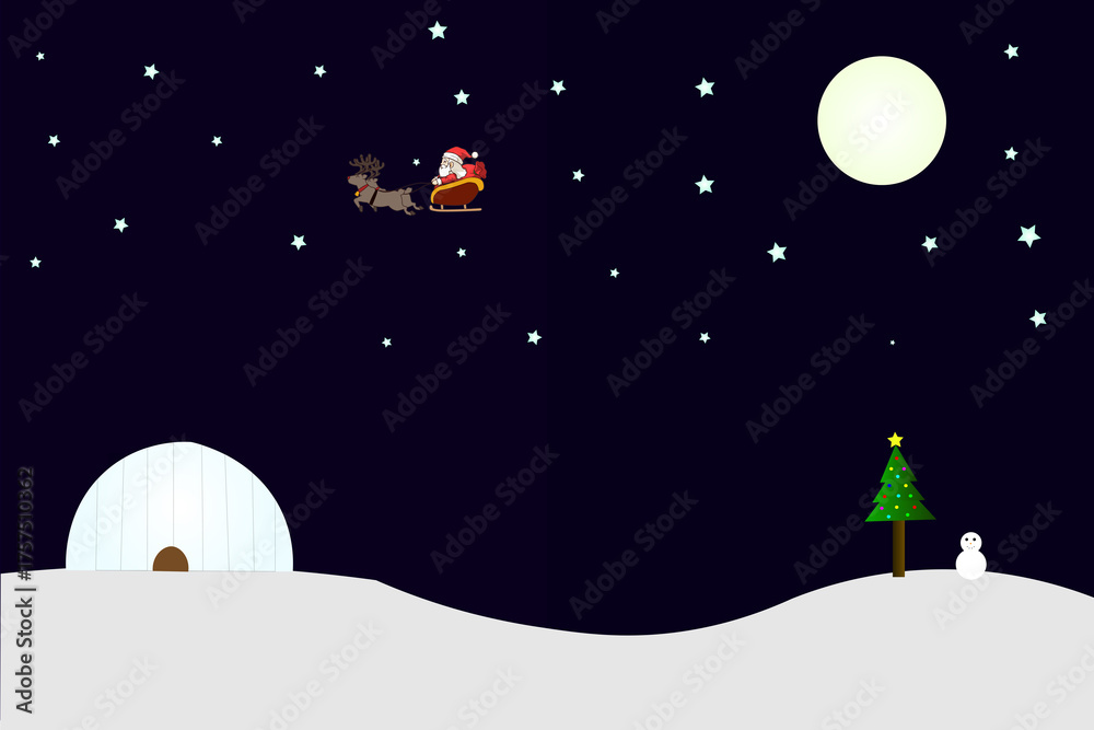 Naklejka premium christmas night landscape