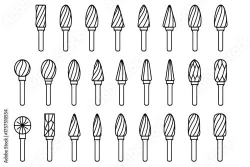 Different types of rotary tools displayed in a grid for easy viewing and comparison