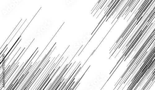 Straight speed lines repeating pattern. Black and white horizontal stripes gradient. Abstract fast effect texture. Comic cartoon rays and beams wallpaper for cover, flyer. Vector pop art background.