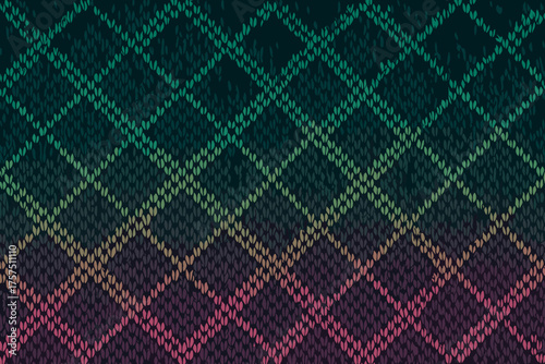 Colorful geometric pattern with knitted texture showcasing a modern design in vibrant hues