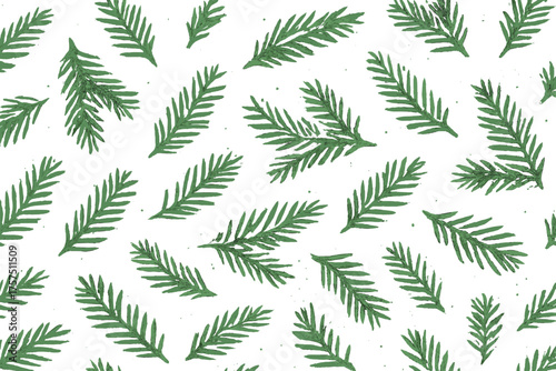 Decorative green fern leaves create a vibrant and natural pattern on a white background for various design uses