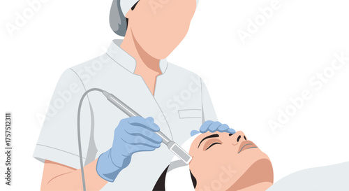 Professional Skincare Treatment Performing Facial Rejuvenation Procedure on Client