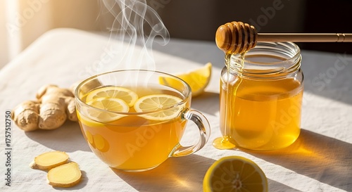 Hot Ginger Lemon Tea with Honey
