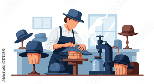 Skilled Artisan Crafts Elegant Hats in a Traditional Workshop Setting