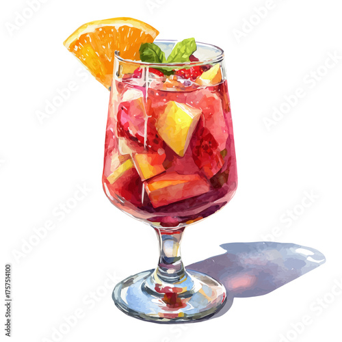 watercolor vector of Sangria, isolated on a white background.