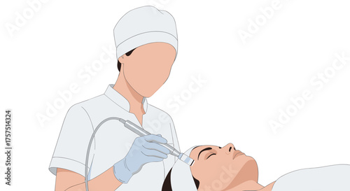 Dermatologist performing advanced skin treatment on a patient receiving facial care
