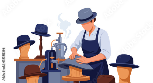 Skilled Artisan Crafting Elegant Hats for Discerning Customers