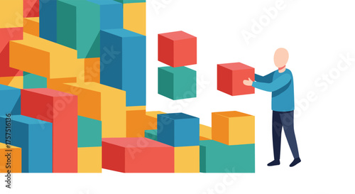 Building Blocks of Success A Person Placing Cubes to Create a Structure